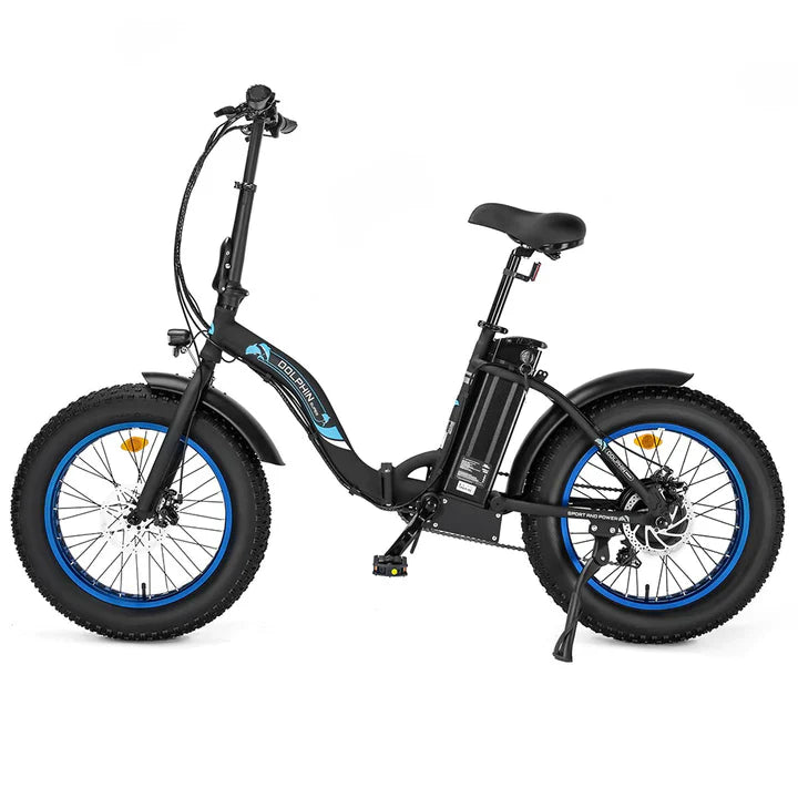 Ecotric Dolphin Fat Tire Portable and Folding Electric Bike - Black | UL Certified