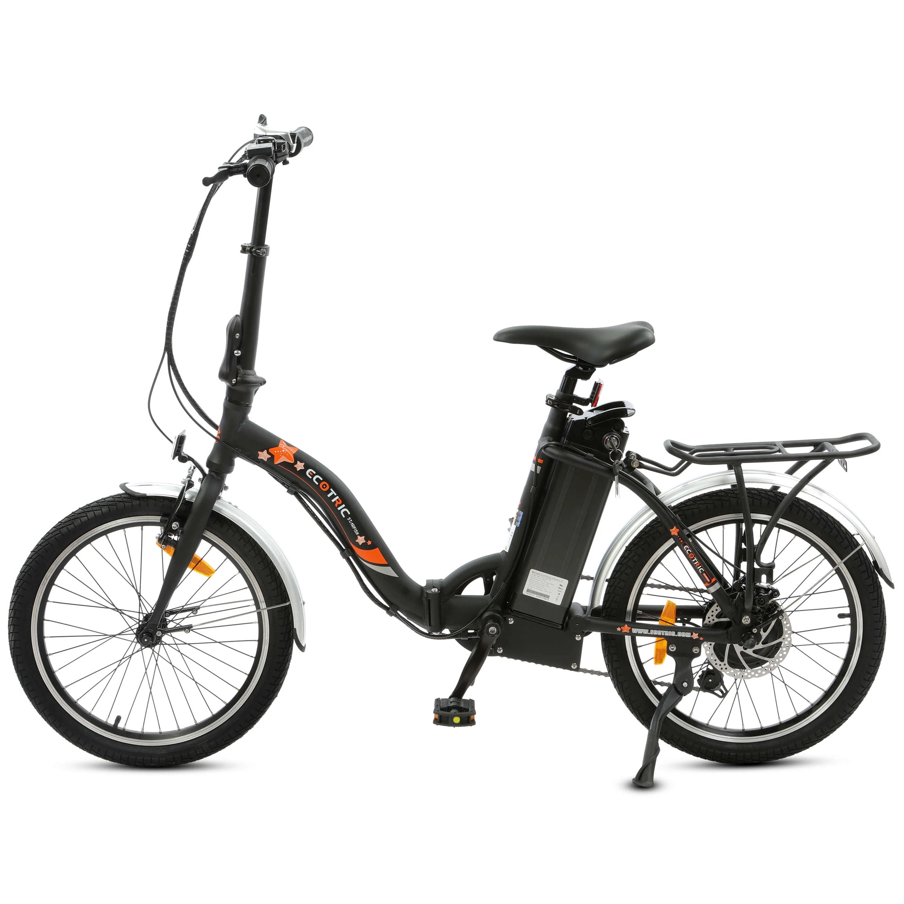 Ecotric Starfish Portable and Folding Electric Bike - Matte Black | UL Certified